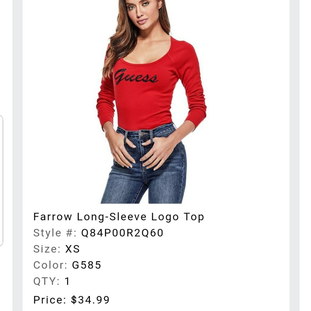 Guess Long-Sleeve Logo Top 🍒